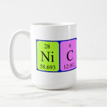 Tasse de nom de table périodique de Nicholas