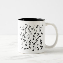 Tasse de notes musicales - blanc et noir