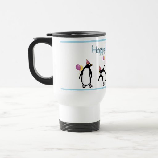 Tasse de pingouin de joyeux anniversaire
