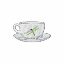 Tasse de thé de libellule polos brodés