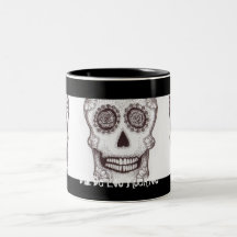 Tasse de trilogie de crâne de sucre noir et blanc