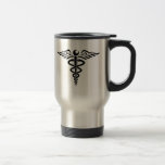 Tasse de voyage de noir de caducée