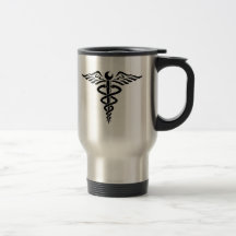 Tasse de voyage de noir de caducée