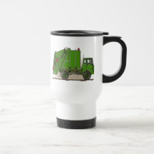 Tasse de voyage de vert de camion à ordures