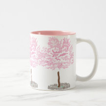 Tasse élégante d'arbre de fleurs de cerisier