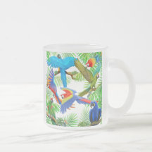 Tasse en verre givré de jungle d'ara