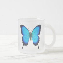 Tasse en verre givré de papillon de Papilio Ulysse