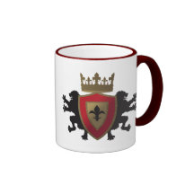 Tasse en verre héraldique de lion médiéval rouge