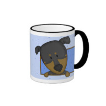 Tasse encadrée de Pinscher de dobermann de bande d