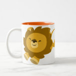 Tasse enthousiaste mignonne de lion de bande dessi