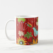 Tasse florale rouge de jardin