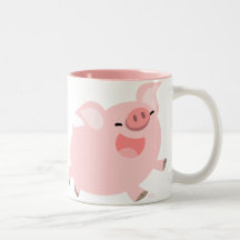 Tasse gaie de coutume de porc de bande dessinée