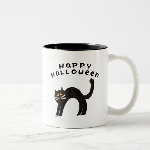 Tasse heureuse de Halloween de chat noir