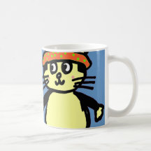 Tasse mignonne de chat de "knit-Rit" - bleu