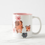 Tasse mignonne de famille de porc de bande dessiné tasses