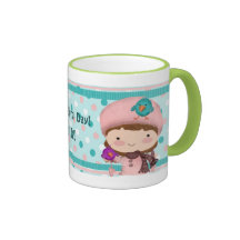 Tasse mignonne de fille d'oiseau