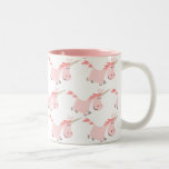 Tasse mignonne de licornes de rose de bande dessin