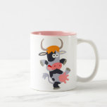 Tasse mignonne de vache à bande dessinée de danse tasses