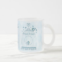 Tasse nuptiale de cadeau de noce de cage à oiseaux