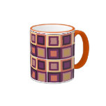 tasse pourpre de jaune orange de rétros carrés mod