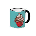Tasse rouge de sarcelle d'hiver de petit gâteau de