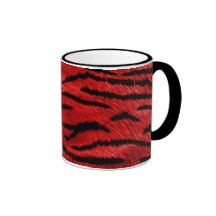 tasse rouge d'impression de tigre