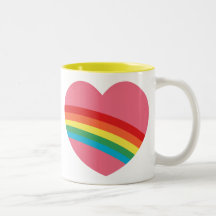 tasse volumineuse de coeur de l'arc-en-ciel 80s