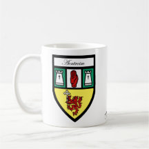 Tasses de carte et de crête d'Antrim du comté