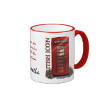 Tasses rouges britanniques de coutume de cabine té