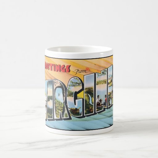 Tasses vintages de carte postale de la Virginie