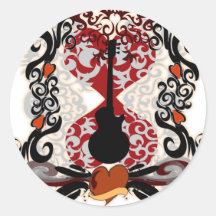 Tatouage de guitare autocollants ronds