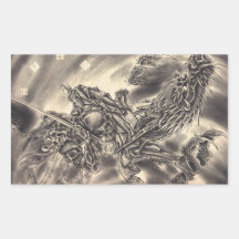 Tatouage japonais vintage classique frais de drago autocollant rectangulaire