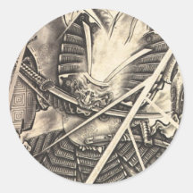 Tatouage japonais vintage classique frais d'encre  adhésifs ronds