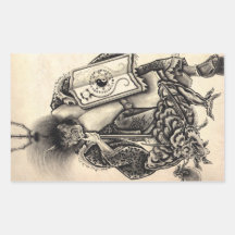Tatouage japonais vintage classique frais d'encre  sticker en rectangle