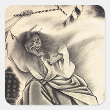 Tatouage japonais vintage classique frais d'encre  autocollant carré