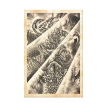Tatouage japonais vintage classique frais d'encre  toile tendue sur châssis