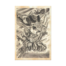 Tatouage japonais vintage frais de combat de samou impressions sur toile