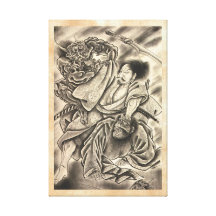 Tatouage samouraï japonais vintage frais de combat impressions sur toile