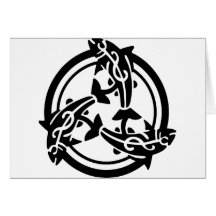 Tatouage tribal celtique de 3 poissons carte de vœux
