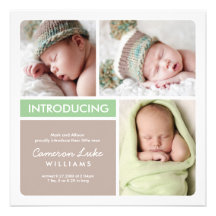 Taupe vert multiple du faire-part de naissance | d
