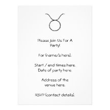 Taureau. Signe d'astrologie de zodiaque. Noir Invitation Personnalisable