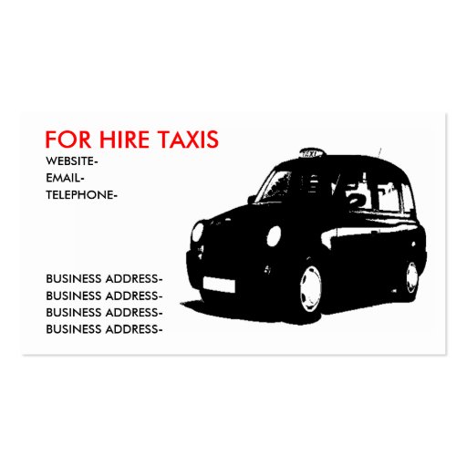 Taxi britannique cartes de visite personnelles