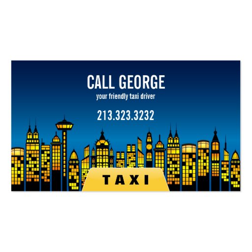 Taxi dans la ville au carte de visite de nuit