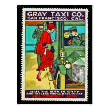 Taxi gris Cie. SF de carte postale de timbre d'aff