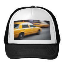 Taxi jaune expédiant de ville de NY avec la tache  Casquettes