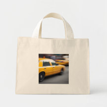 Taxi jaune expédiant de ville de NY avec la tache  Sac Fourre-tout