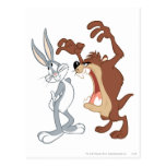 Taz et Bugs Bunny reculant pas même - couleur Carte Postale