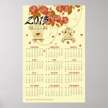 : : Tba : : Fleurs et calendrier 18" des cages à o Poster