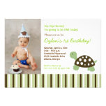{Tba} Invitation verte 5x7 d'anniversaire de tortu