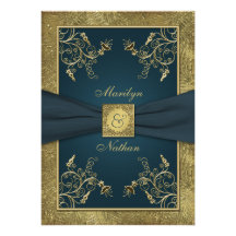 Teal et faire-part de mariage floral de monogramme